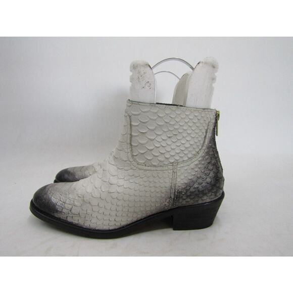 Zadig & Voltaire Womens Size 36 EUR White Leather Snake Print Zip Ankle Boots - Picture 1 of 11